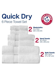 Arm & Hammer 6pc Quick Dry Set Bath Towels 