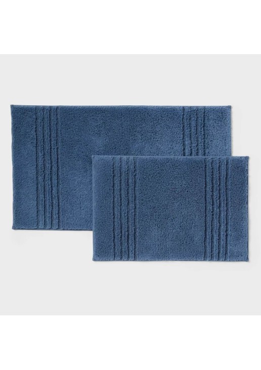 Non Skid Bath Rug Set Blue 