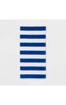 Striped Beach Towel Blue/White - Sun Squad