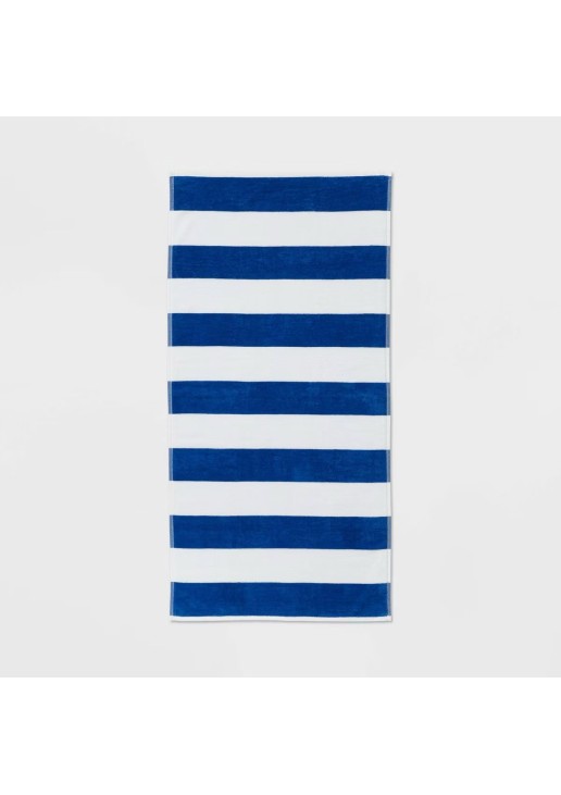 Striped Beach Towel Blue/White - Sun Squad