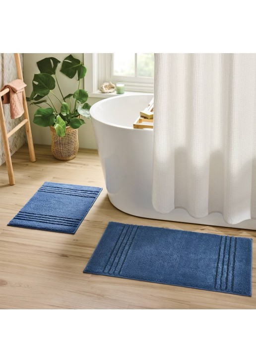 Non Skid Bath Rug Set Blue 