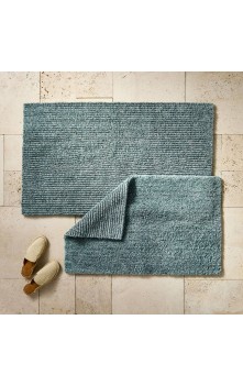 Organic Melange Reversible Bath Rug Teal 