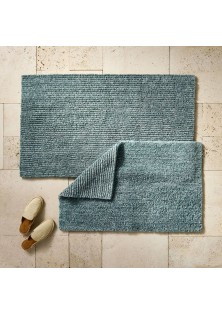 Organic Melange Reversible Bath Rug Teal 