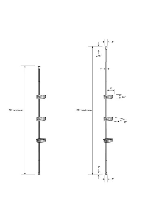 Steel Corner Tension Pole Caddy Matte Black
