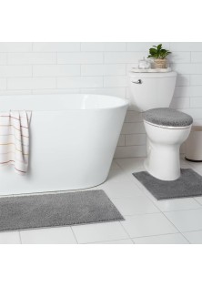  Everyday Non Slip Bath Lid and Contour Set with Rug Gray