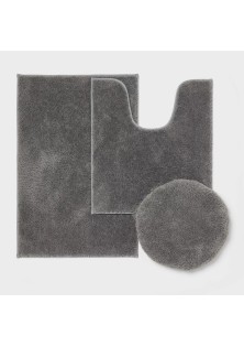  Everyday Non Slip Bath Lid and Contour Set with Rug Gray