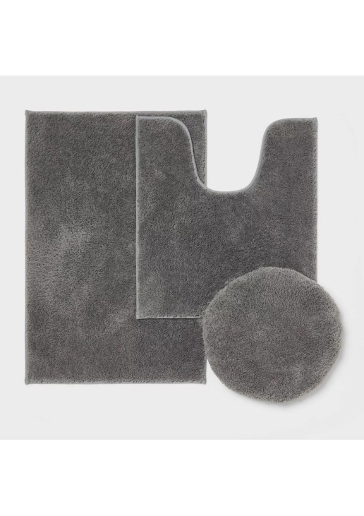  Everyday Non Slip Bath Lid and Contour Set with Rug Gray