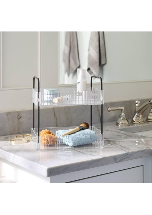 Clear Ribbed Acrylic Tiered Tray 