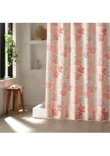 Coral Branch Shower Curtain Set Off-White
