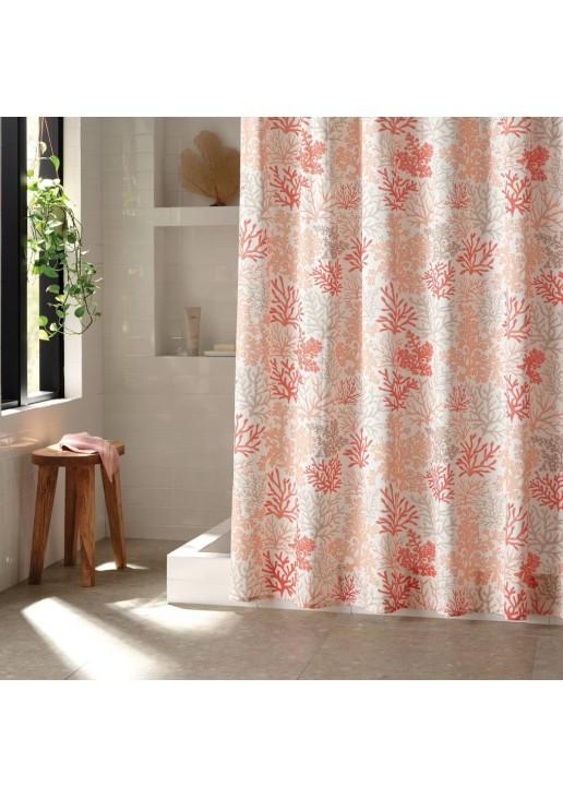 Coral Branch Shower Curtain Set Off-White