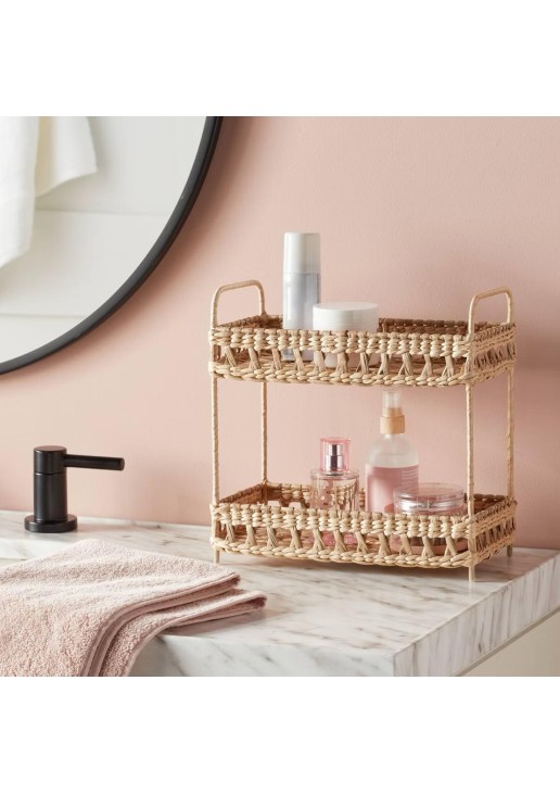 Natural Woven Tiered Tray Organizer