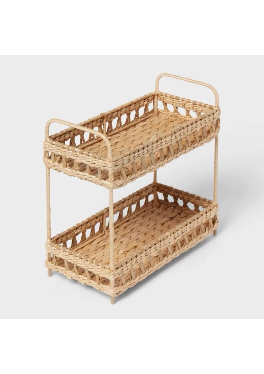 Natural Woven Tiered Tray Organizer