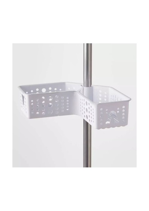 Steel Corner L Shaped Tension Pole Caddy Chrome