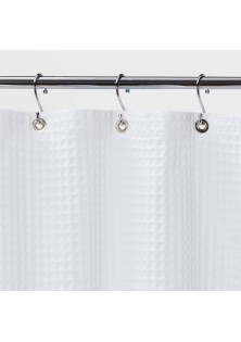 Waffle Weave Shower Curtain White Waffle Weave Shower Curtain White