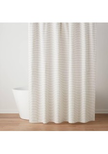 Woven Dot Line Shower Curtain Ivory/Black