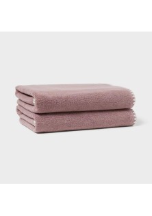 2pc Boho Border Stitch Bath Towel Mauve