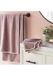 2pc Boho Border Stitch Bath Towel Mauve