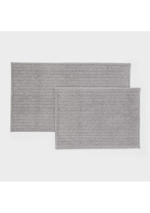 2pk Quick Dry Bath Rug Set Jet Gray