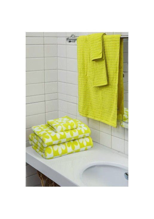6pc Bath Towel Set Yellow Checkered Daisy 