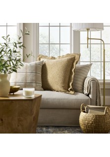 Oversized Heather Square Throw Pillow Dark Tan/Cream