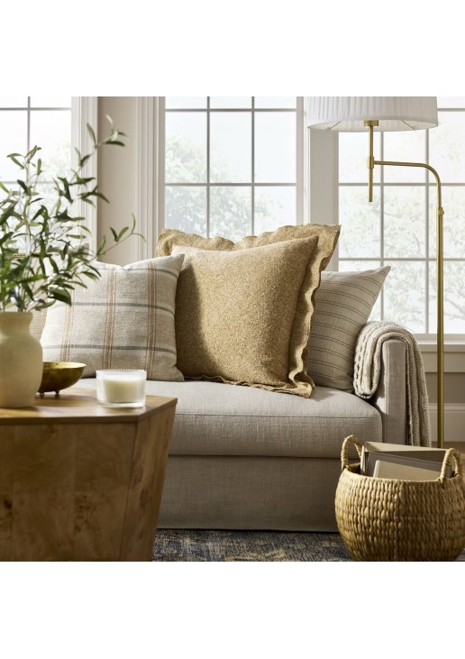 Oversized Heather Square Throw Pillow Dark Tan/Cream