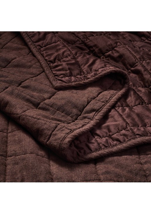 King Heavyweight Linen Blend Quilt Dark Fig