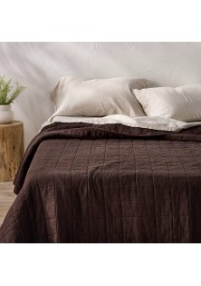 King Heavyweight Linen Blend Quilt Dark Fig