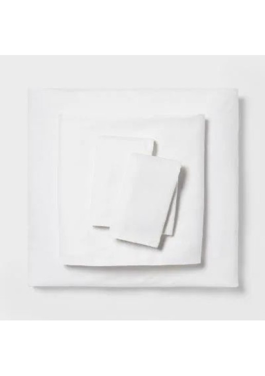 Dull easy care, cotton blend satin fitted sheet white