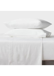 Dull easy care, cotton blend satin fitted sheet white