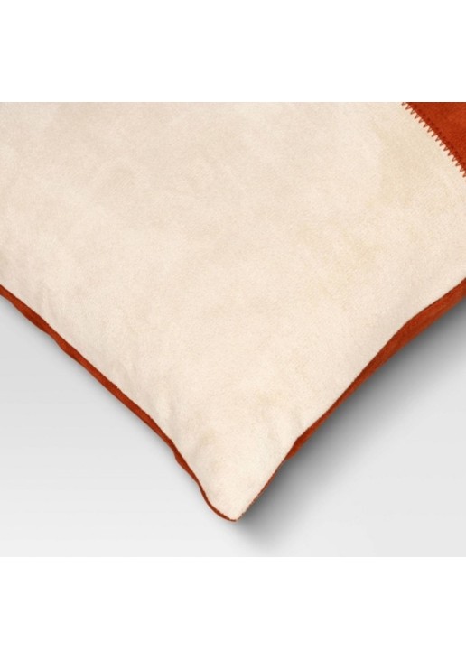  Colorblock Pieced Suede Lumbar Throw Pillow
