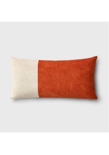  Colorblock Pieced Suede Lumbar Throw Pillow
