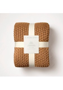 Knit Bed Blanket Warm Brown