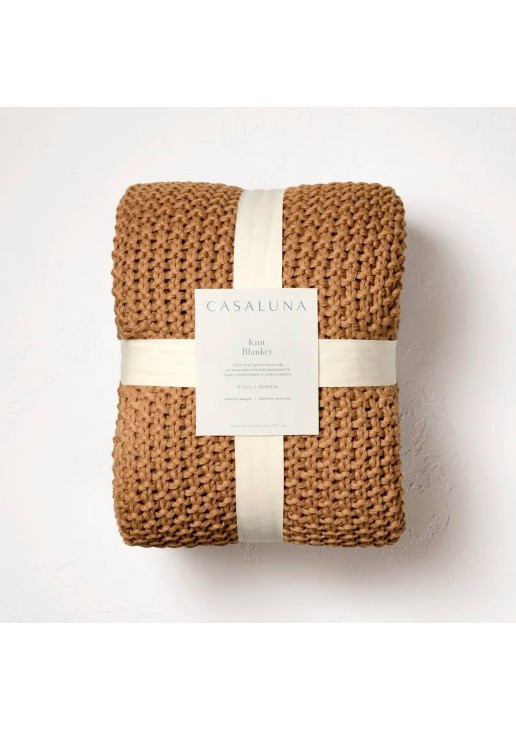 Knit Bed Blanket Warm Brown