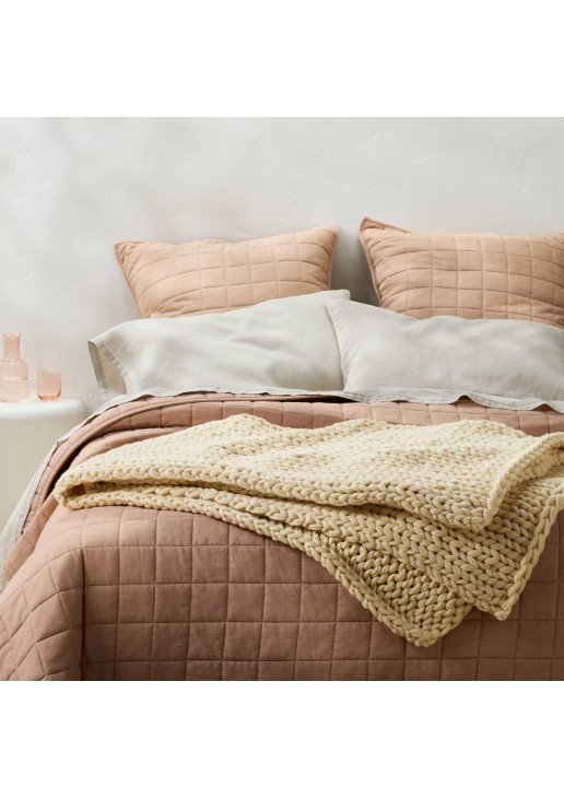 Oversized Solid Bed Throw Natural