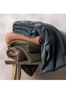  Waffle Coverlet Dark Mineral Blue