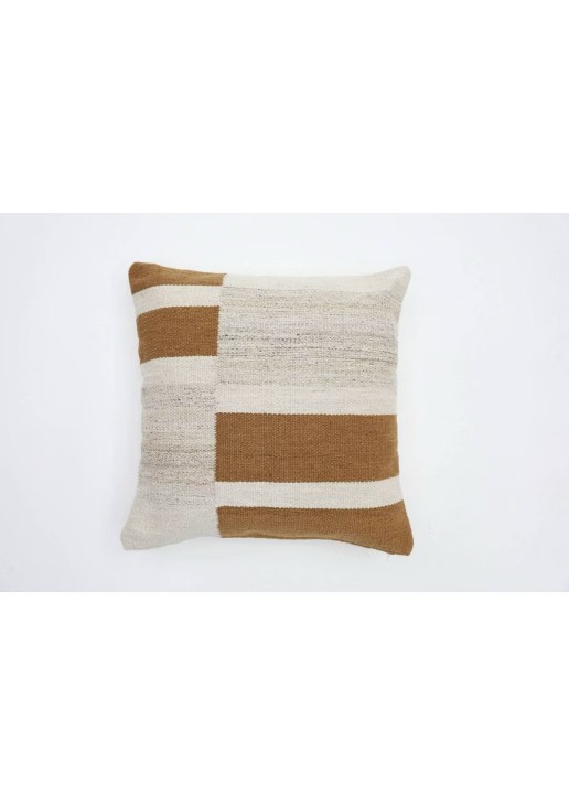 Blocked Woven Square Throw Pillow