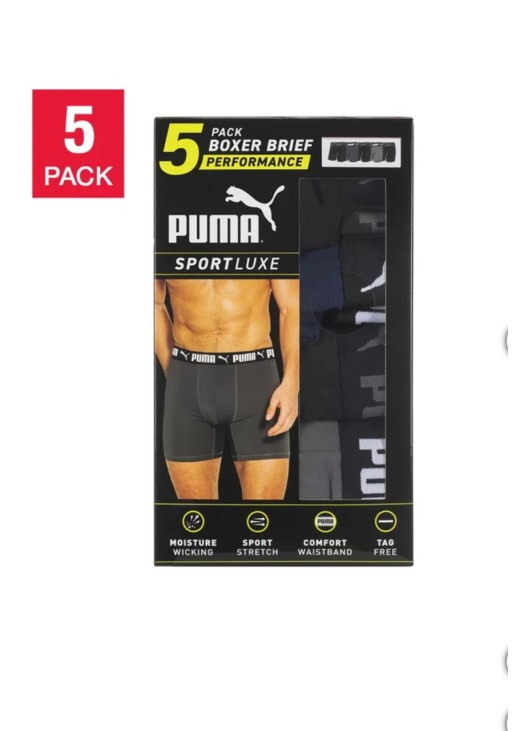 PUMA Men's Boxer Brief, 5 pack
